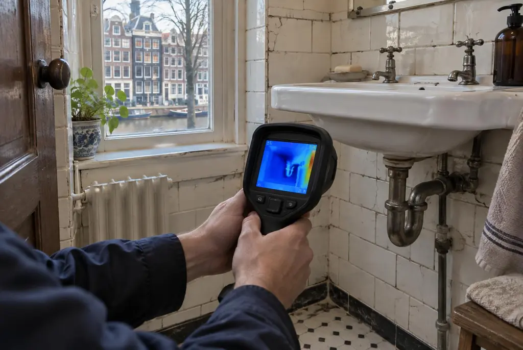 Lekdetectie Ameide – badkamer met oude leidingen achter de tegels