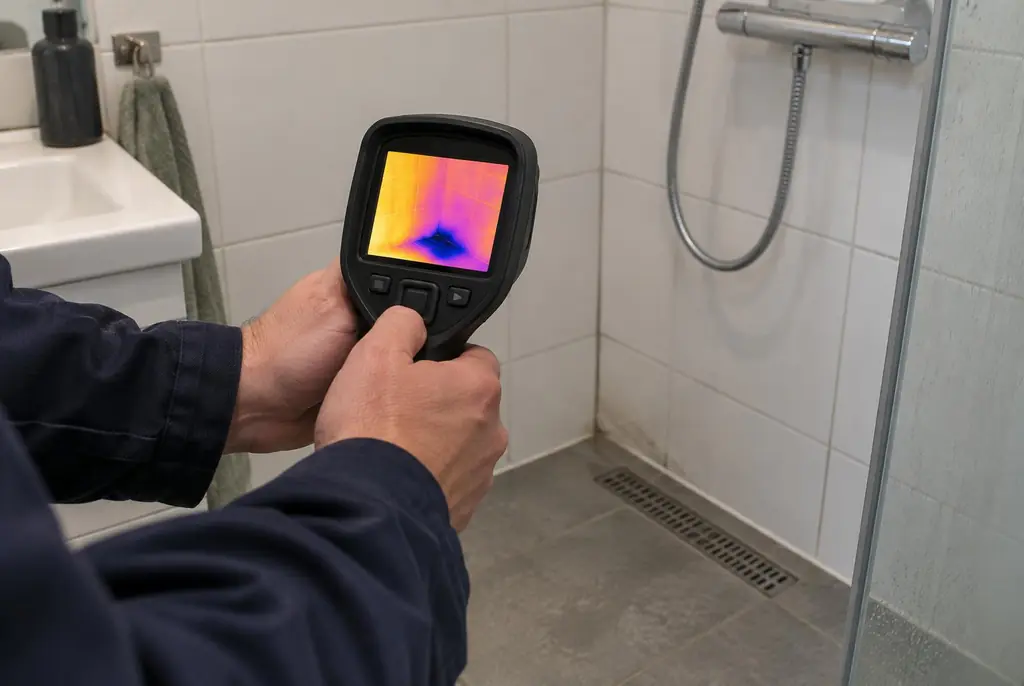 Lekdetectie Ameide – lekdetectiespecialist met warmtebeeldcamera in een badkamer