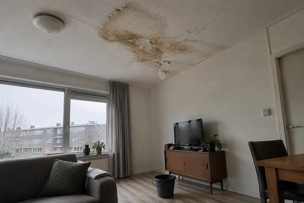 Lekdetectie Ameide – vochtplek op het plafond onder een badkamer